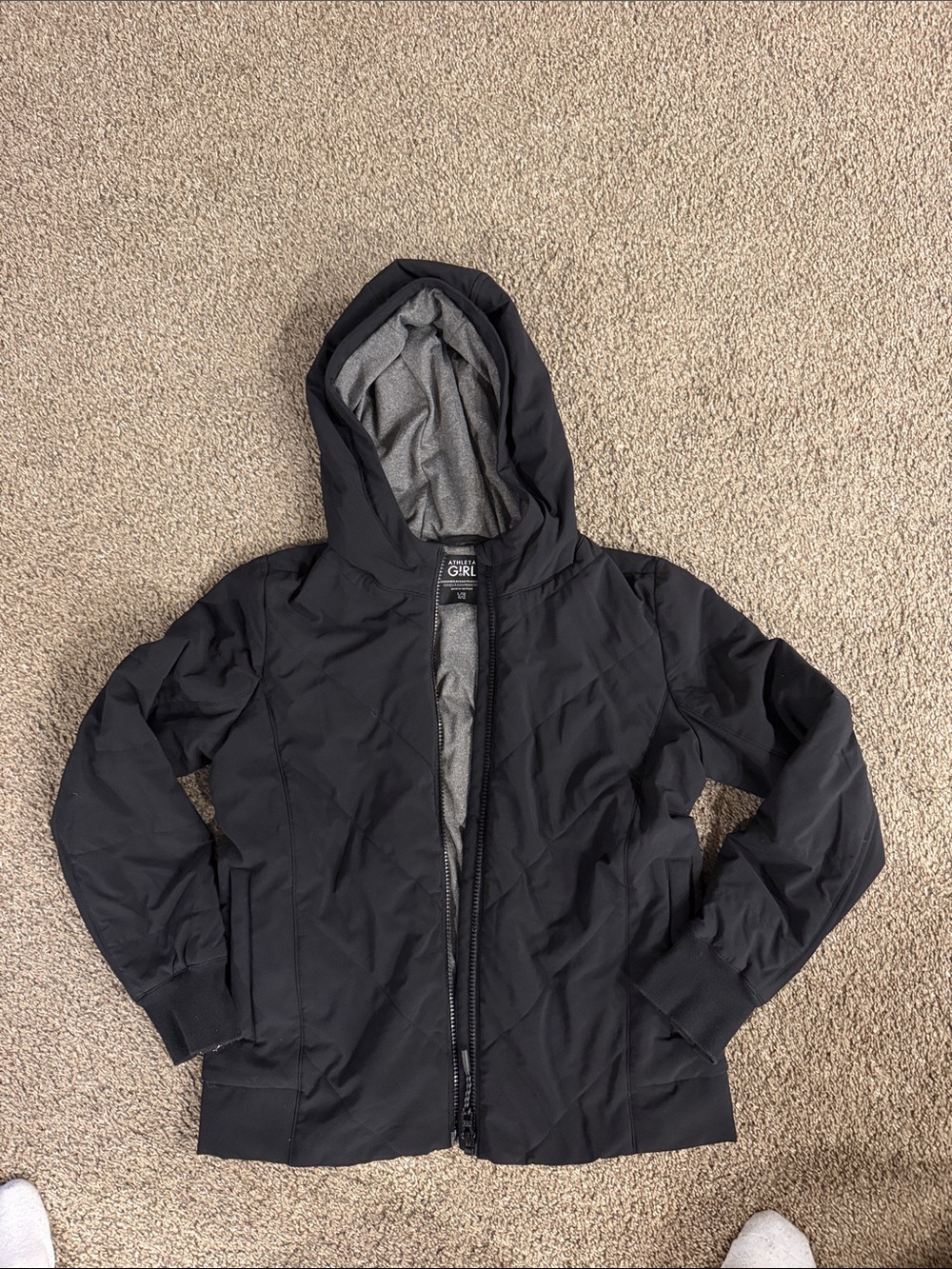 Athleta Black Hooded Windbreaker Jacket